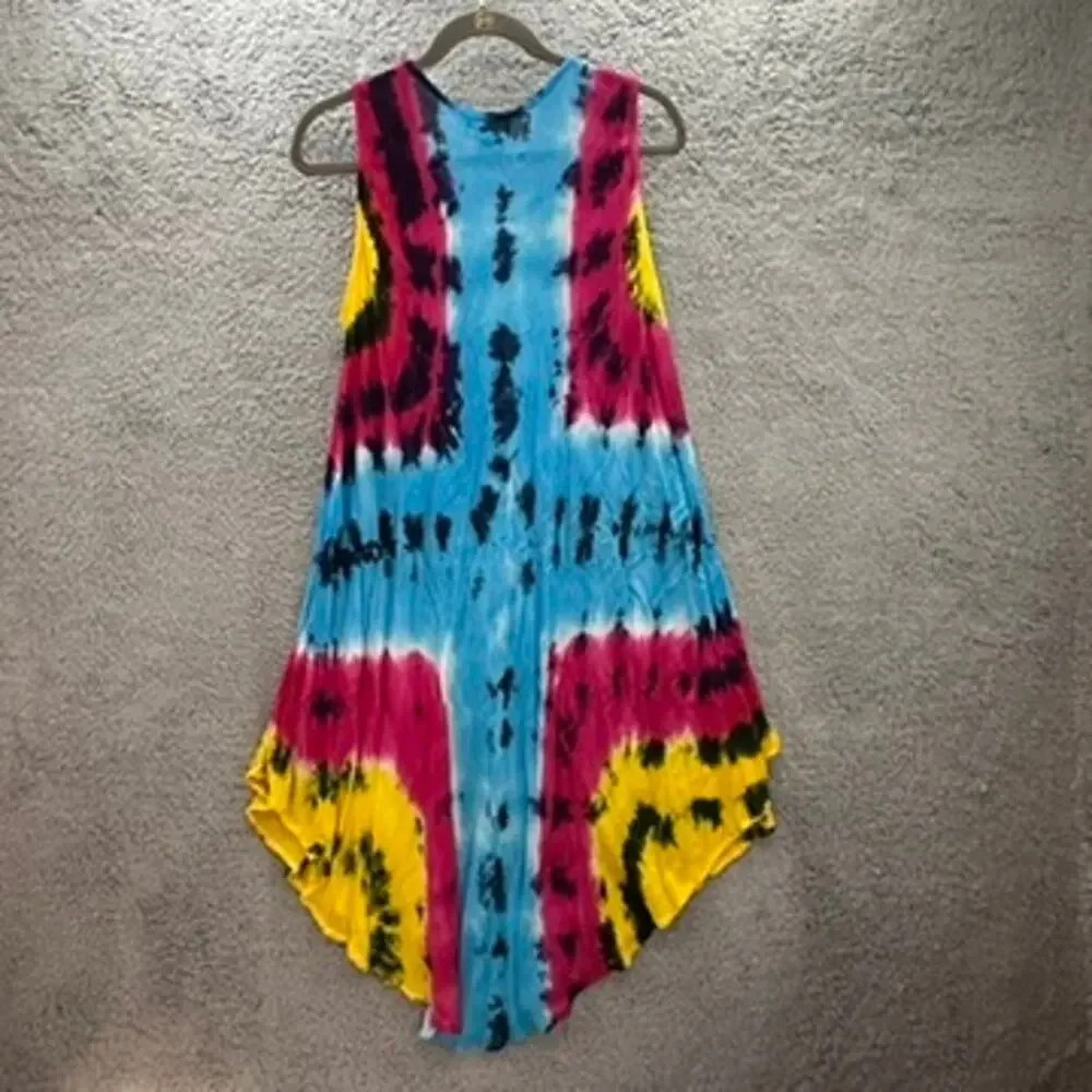 Cleopatra Women's One Size Tie Die‎ Cover-Up Embroidered Sequins Flowy Beach